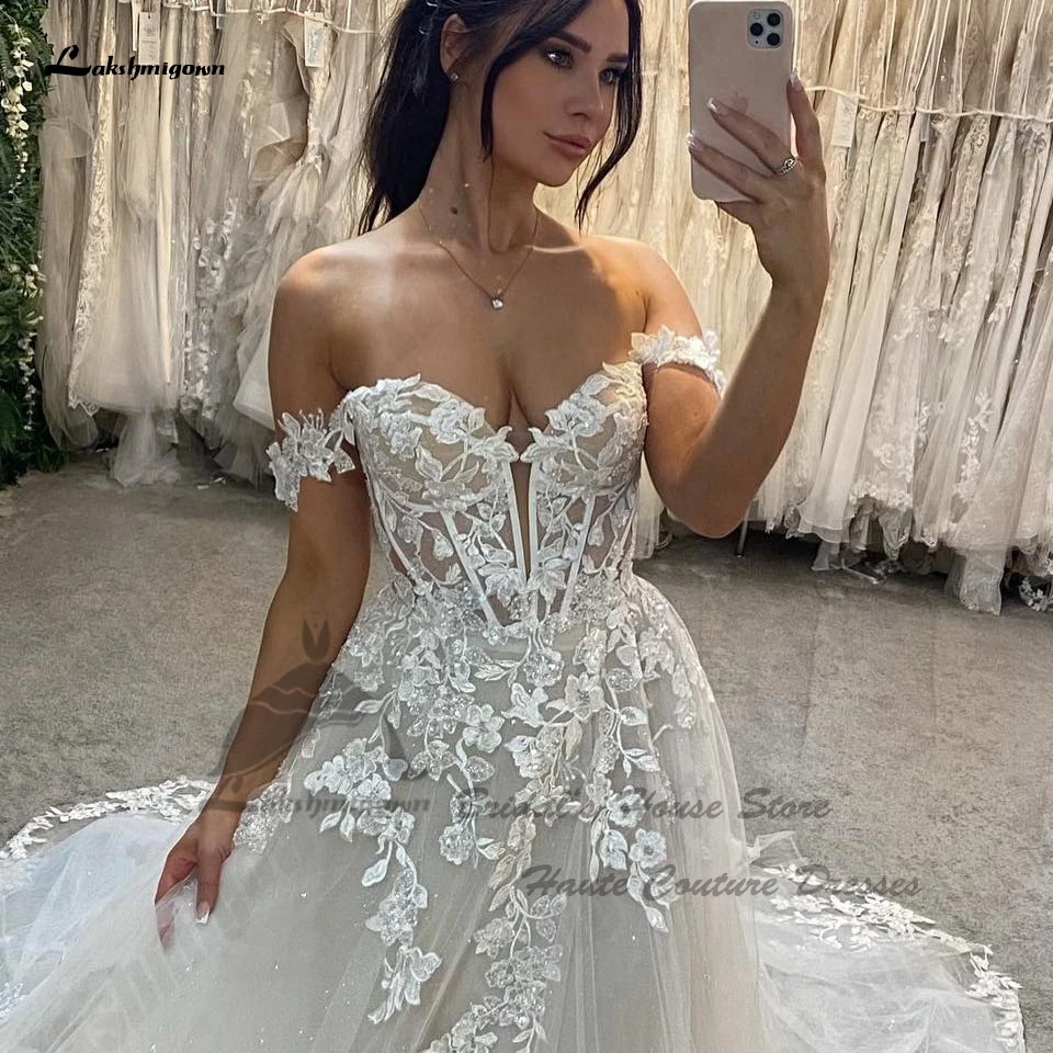 Lakshmigown Sparkly Boho Lace Corset Wedding Dresses 2023 Robe