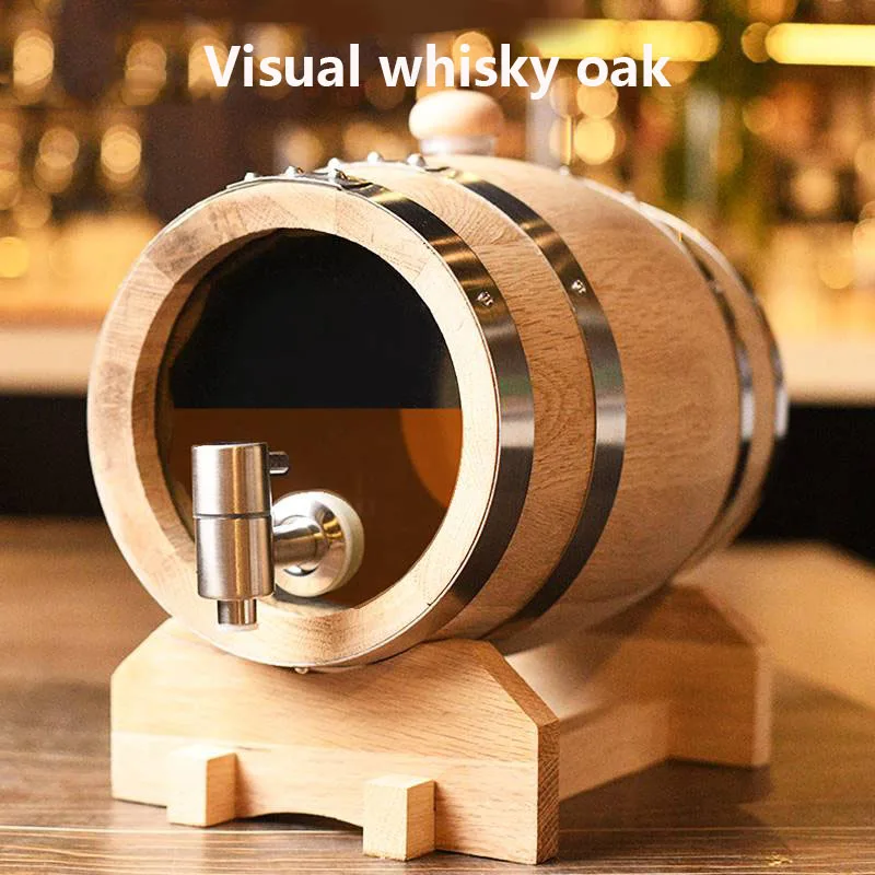 Double Sided Clear Visual Whiskey Oak Casks Coffee Sherry Casks Cocktails Western Wine Aging Casks Whiskey Spirits 3L