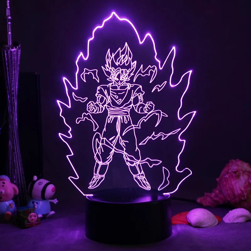 TD® Veilleuse 3D Dragon ball, 3D Lampe Illusion Optique, lampe de bure –