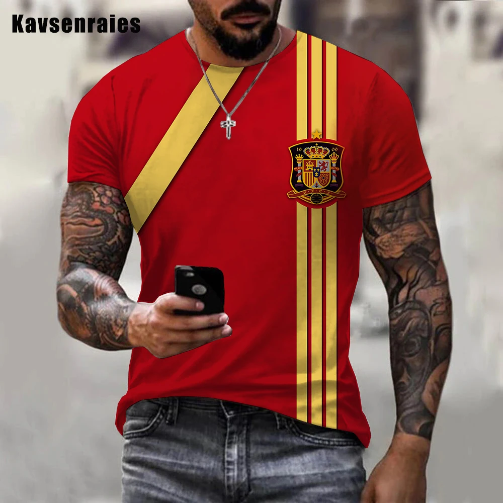 3D Imprimir T-Shirt Homens Casual Espanha T-shirt