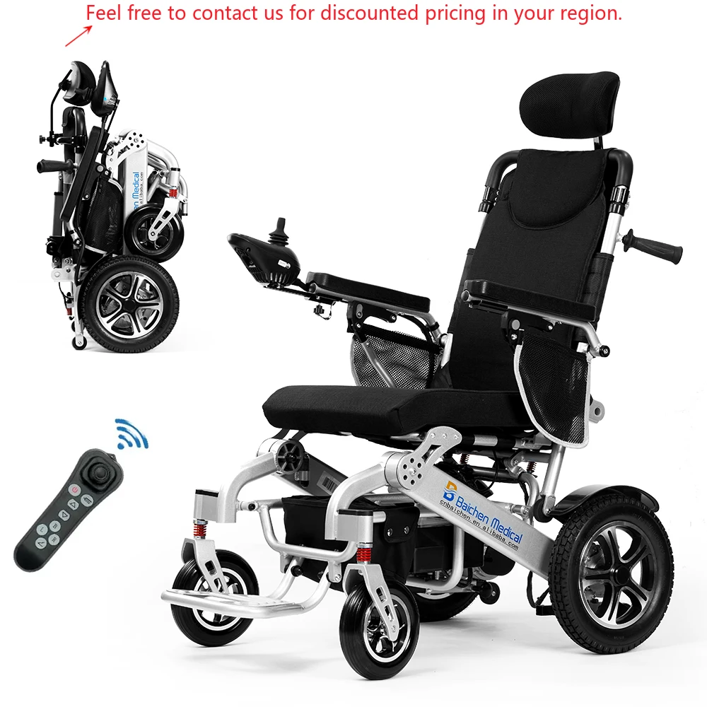 Baichen 2025 High Performance Remote Control Reclining Wheelchair High Back Easy Fold Electric Wheelchair