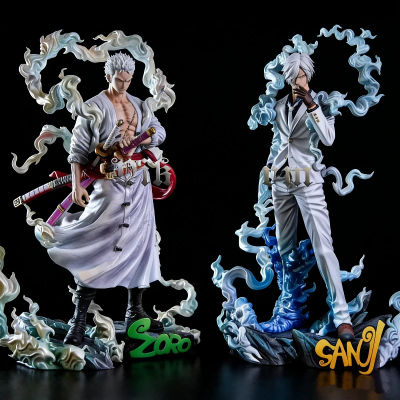 One Piece Nika Sanji Nika Zoro 28cm Anime-Figur Zweiköpfige Statue mit Sockel PVC Sammlermodell Spielzeug Desktop-Ornament Jungen-Geschenk