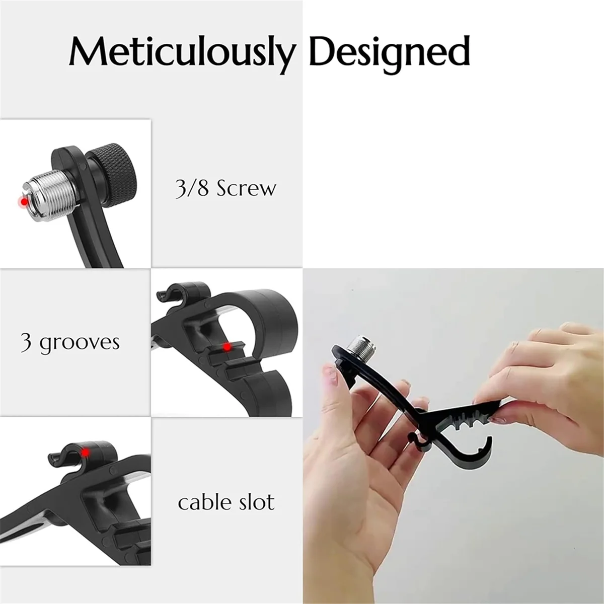 B48B-Shockproof Drum Mic Clip 4Pcs, Adjustable Drum Mic Kit & Microphone Holder for Stand, Universal Microphone Clamp