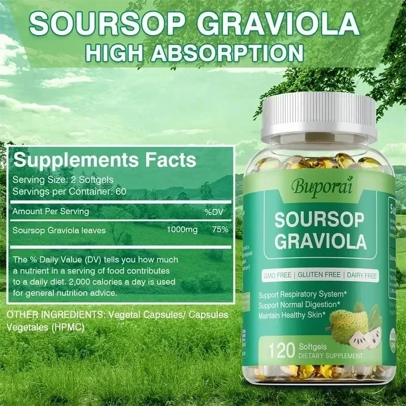 Soursop Graviola Capsules Cell Support Regeneration Immune Boost Relax Liver and Sleep soursop supplement