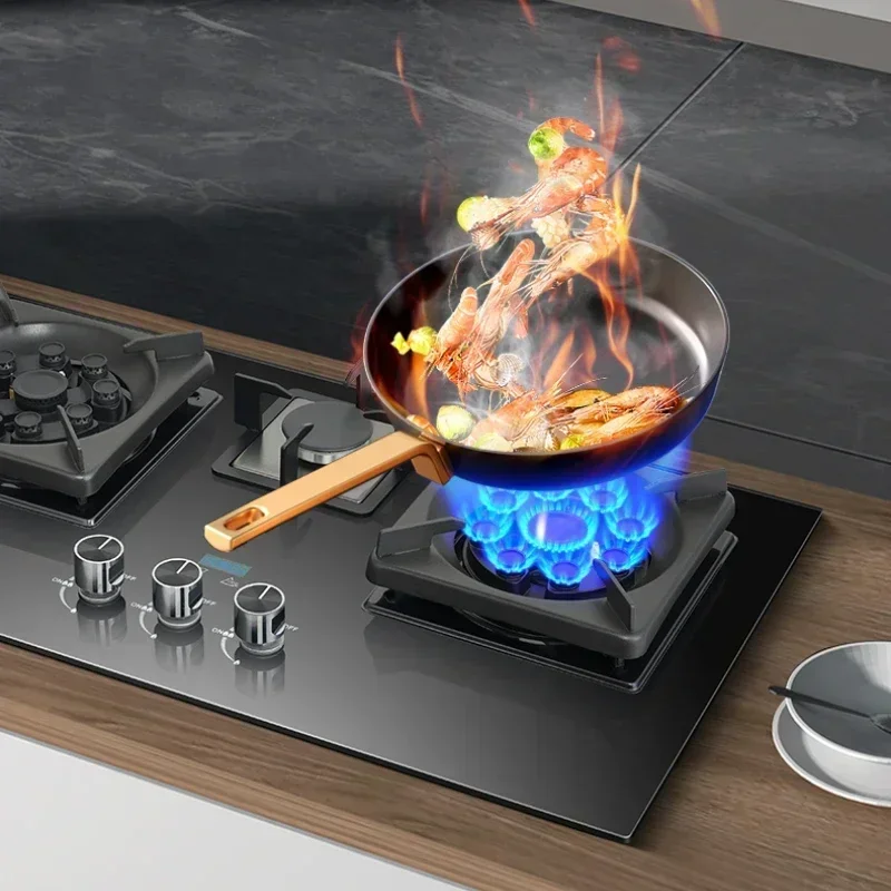 Household three-burner gas stove embedded dual-purpose flameout protection gas stove 5