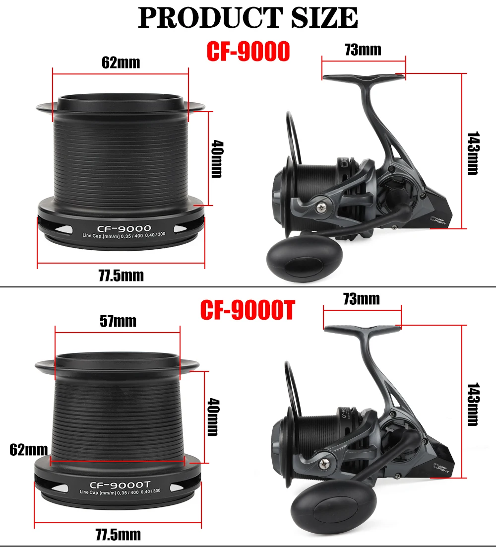 W.p.e Karpfen kampf 9000 Spinnerei Angel rolle Übersetzungs verhältnis 4.4:1 Kugellager 9 + 1 Voll metall Linie Spule Angel rad Tackle Pesca – Detail 3