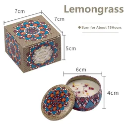 Vintage Flower Fragrance Soy Wax Candle Jars - Scented Candles for Weddings, Birthdays & Home Decor (1PCS - Lemongrass)