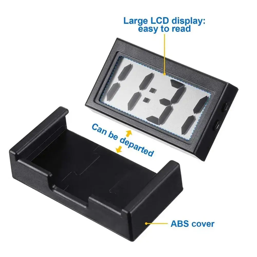 Digital Car Dashboard Clock - Sleek Self-Adhesive Display Accessory