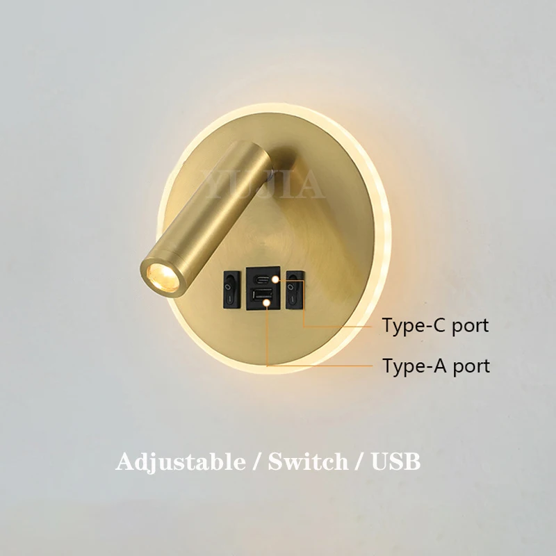 Modern Versatile LED Wall Sconce Lamp Dual USB Ports Adjustable Side Reading Lights For Modern Bedrooms Studies Hotels led light led wall lamp wall light led reading light
