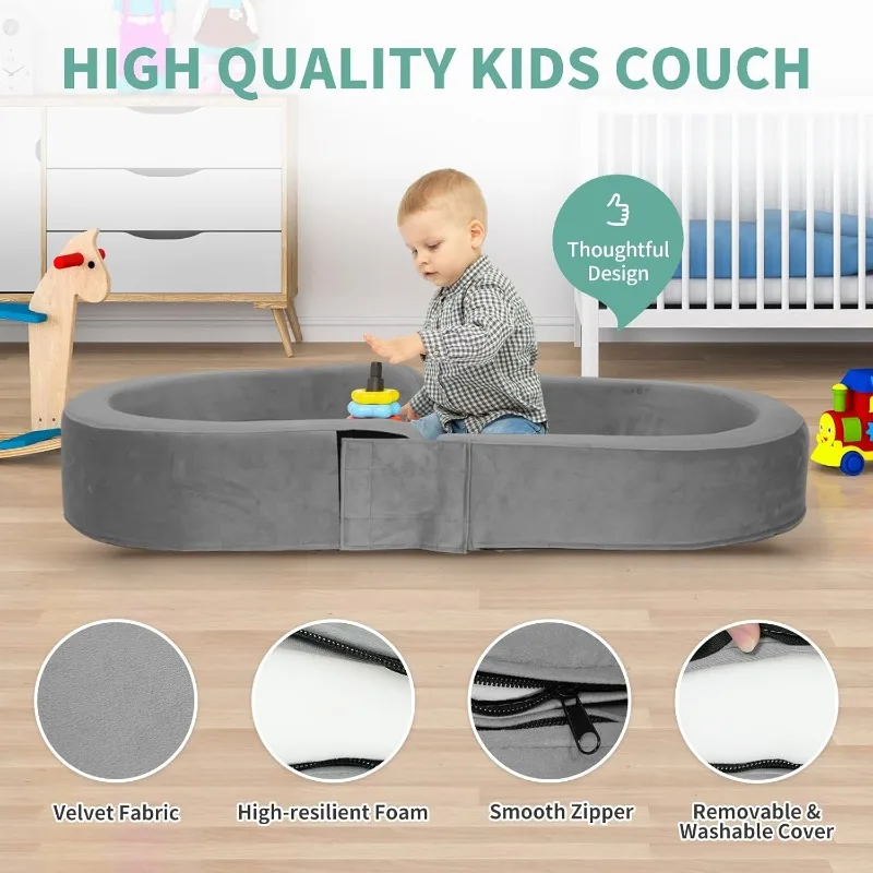 Wanan Toddler Travel Bed Removable and Washable Portable Toddler Portable Bed Foldable Toddler Bed for 18 M- 6yr Old (Gray) 4