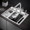 SUS 304 Stainless Steel Handmade Smart Purifying Hidden Cup Rinser Kitchen Sink Fruit And Vegetable Washing Ultrasonic Sinks 3