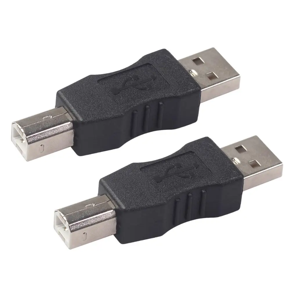 플라스틱 USB 유형 A 남성 - USB 유형 B 남성 프린터 어댑터 변환기 2팩