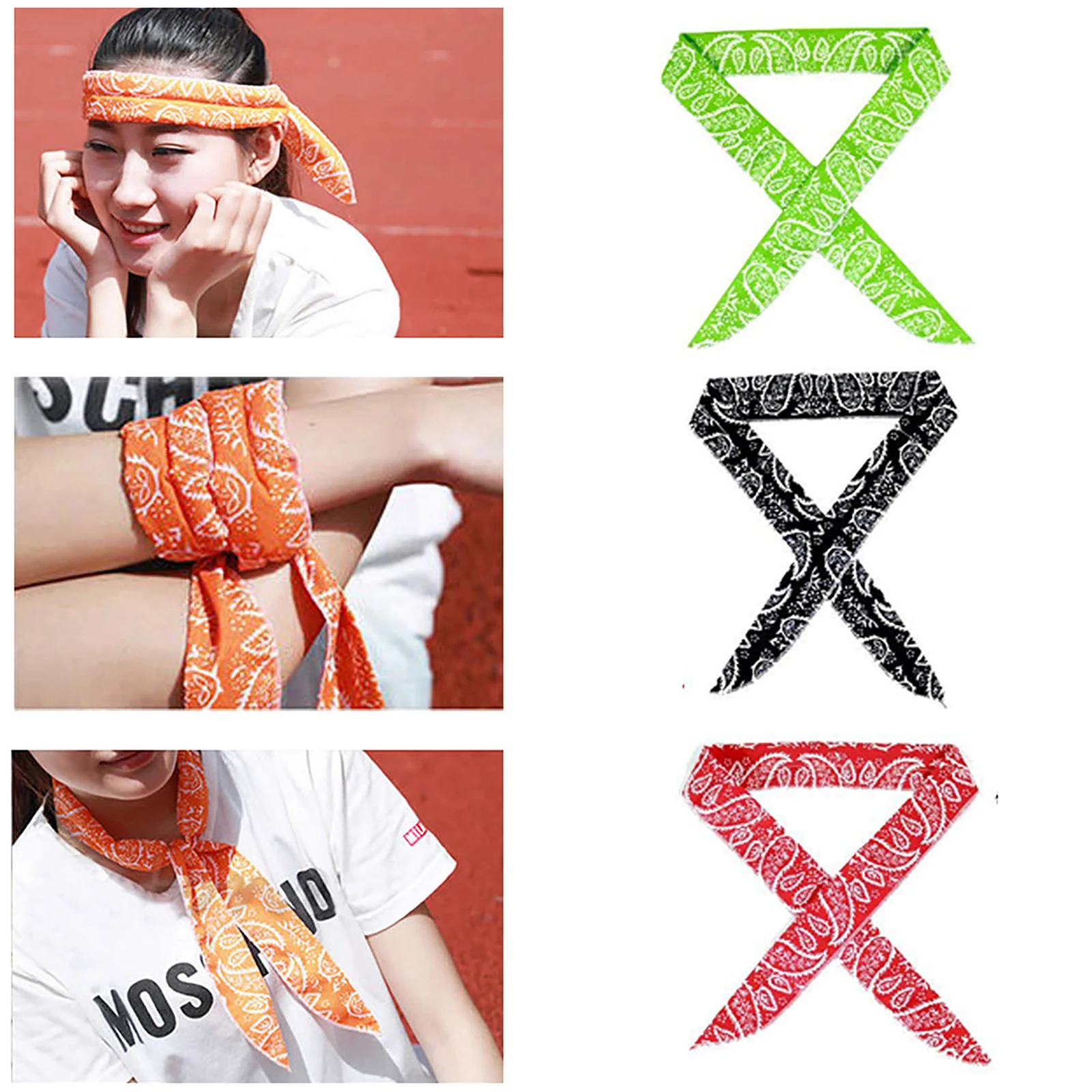 5 Pcs Cool Scarf Neck Wrap Summer Ice Cooling Scarf Instant Cooling Outdoor Sports Headband Chill Ice Sports Towel Wristband