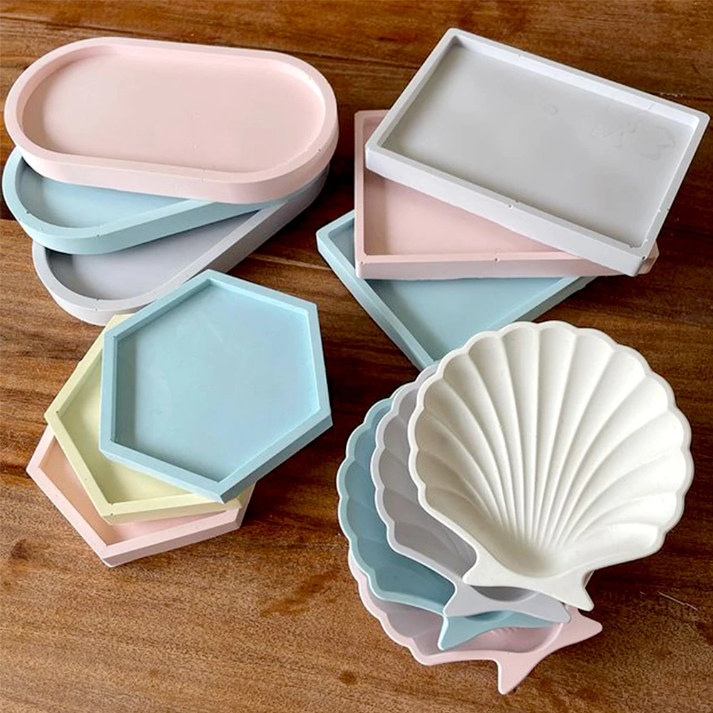 Silicone Gypsum Molds Storage Tray Epoxy Resin Silicone Mold DIY Handmade Coaster Making Concrete Cement Mould Home Decoration