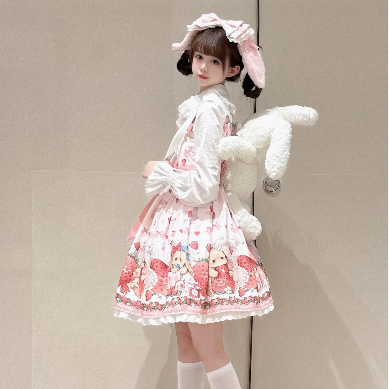 Angelic Pretty Little Bunny Strawberry JSK in sax - Dresses