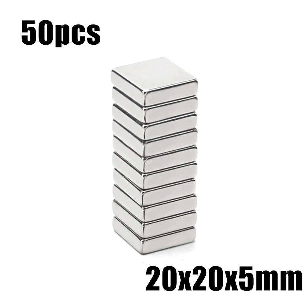 

50pcs 20x20x5mm Neodymium Magnet 20*20*5mm N35 NdFeB Block Super Powerful Strong Permanent Magnetic imanes Block