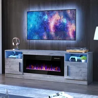 70" Entertainment Center with LED Lights,Remote Control,TV Media Console,Fireplace TV Stand with 36" Fireplace Up to 80" TVs 1