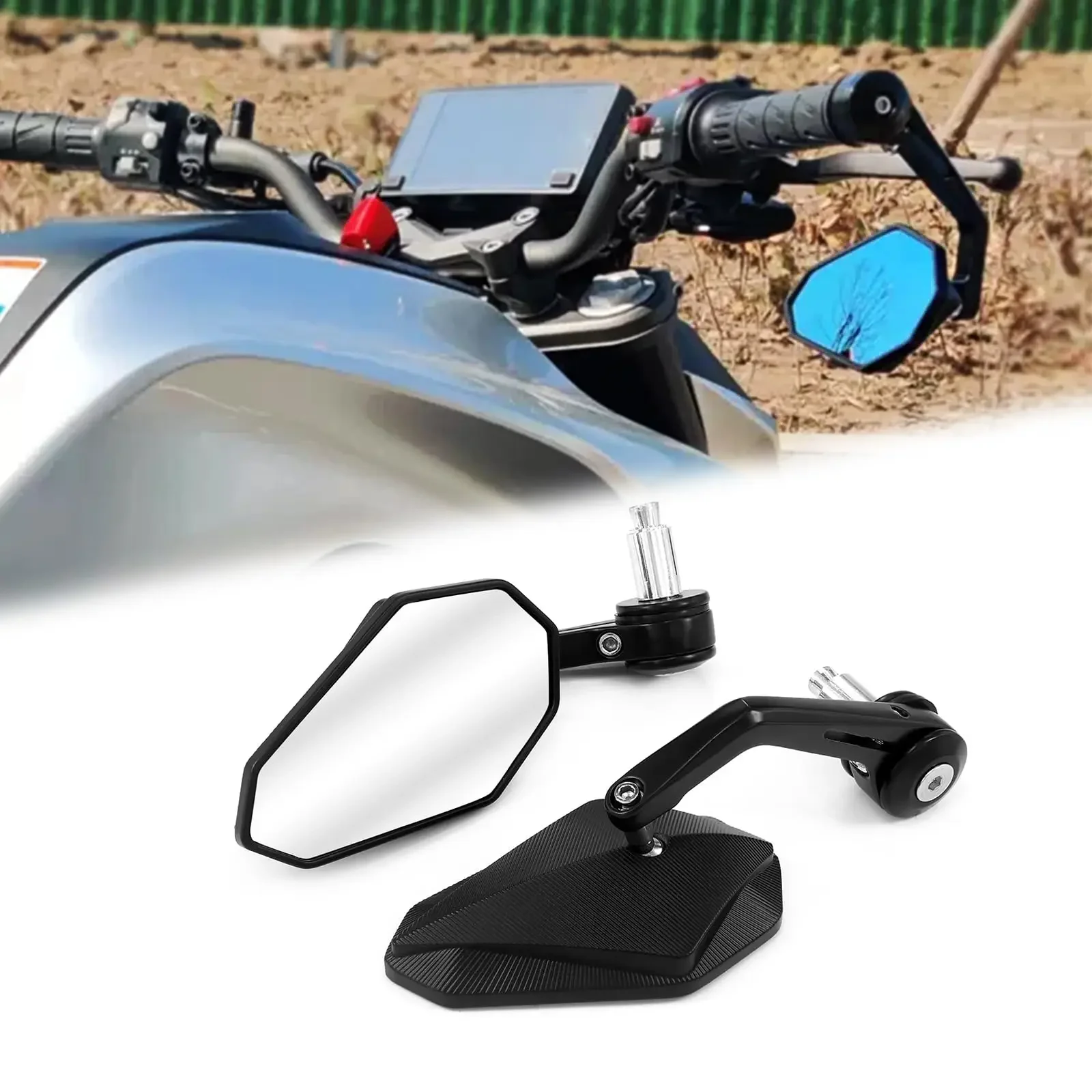 Motorcycle Mirror 2PCS Aluminum Alloy Universal Pedal Rod End Handlebar Rearview Mirror Accessories