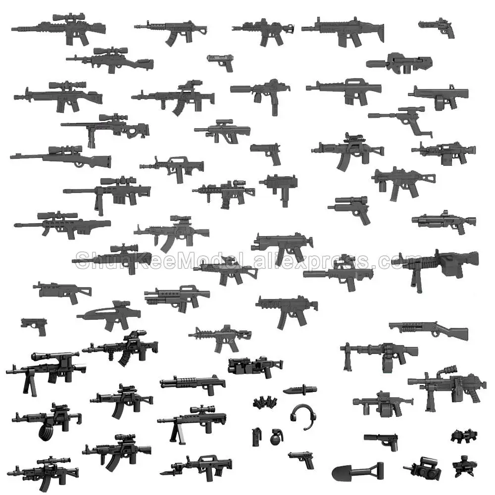 Moc Arma Militare Polizia Swat Army Machine Gun Mega Model Building Blocks Toy Set Lot Mini Action Figures Mattoni Assemable