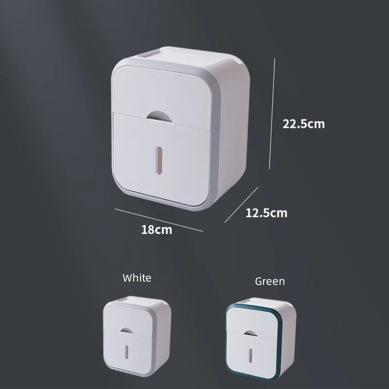 Toilet Paper Holder Box holder Bathroom Rack Waterproof Reel Tissue Storage Box Punch-free Kitchen Bathroom Storage Holder
