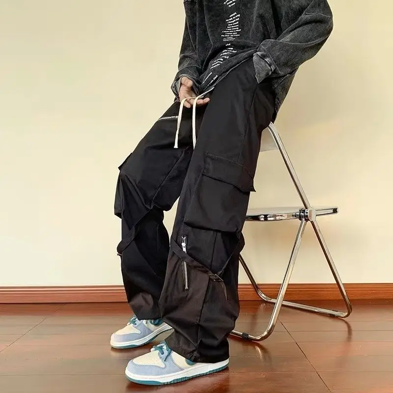 Cargo Pants Men Oversize Zipper Spring Loose Casual Workwear