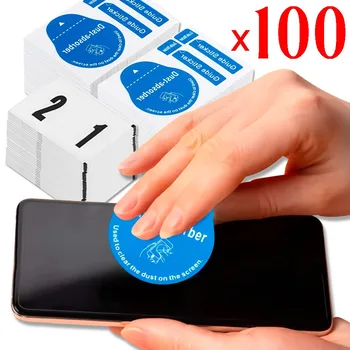 100/1Pcs Dust Removal Mobil Phone Screen Cleaning Tool All Phones Laptop Dust-absorber Guide Sticker Clear Dust on Phone Screen 1