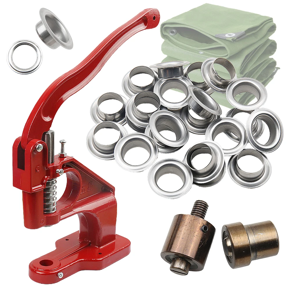 

Stainless Steel Eyelets Grommet with Multifunctional Hand Press Tool Kit Round Rings Punch for Tarpaulin Curtains Leather Crafts