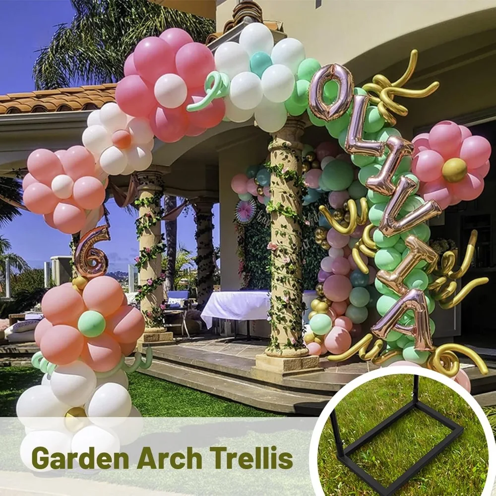 Garden Arbour Metal Rose Arch with Base Heavy Duty Climbing Plant Pergola Easy Assembly Outdoor Wedding Arches
