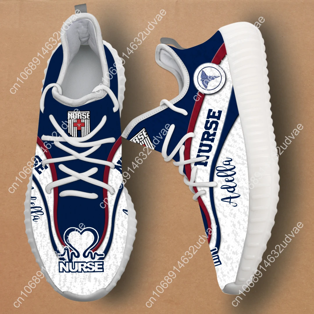 Gradient Nurse Design Vulcanized Shoes Personalized Hospital Care Sneakers Comfortable Lace Up Teen Girls Shoes