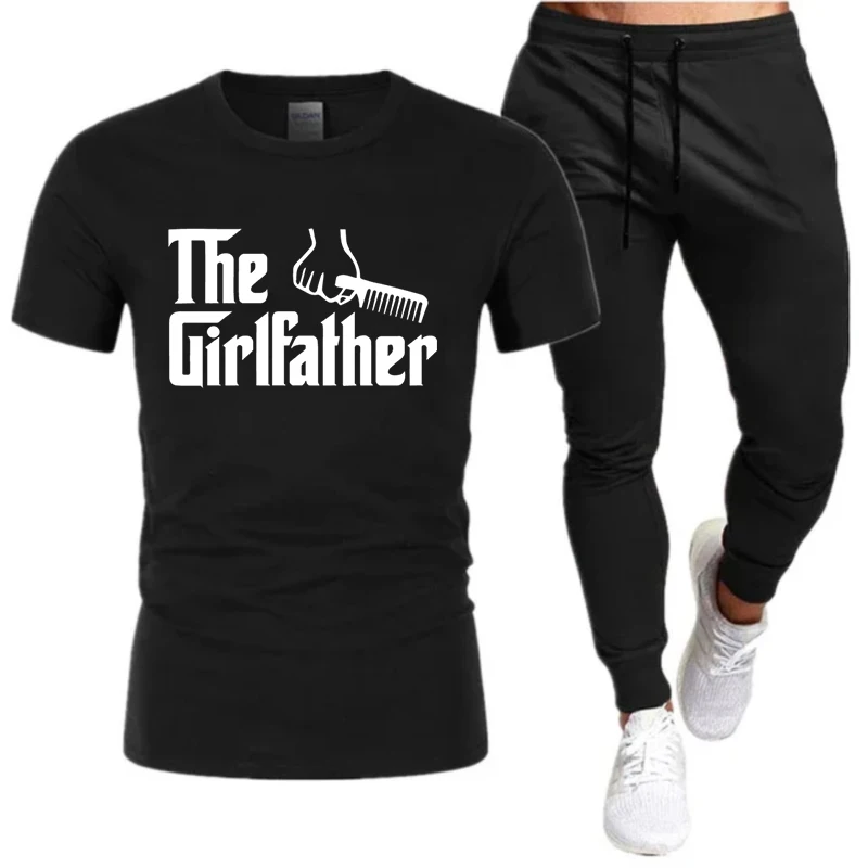 

Костюм спортивный мужской из футболки и брюк, с принтом