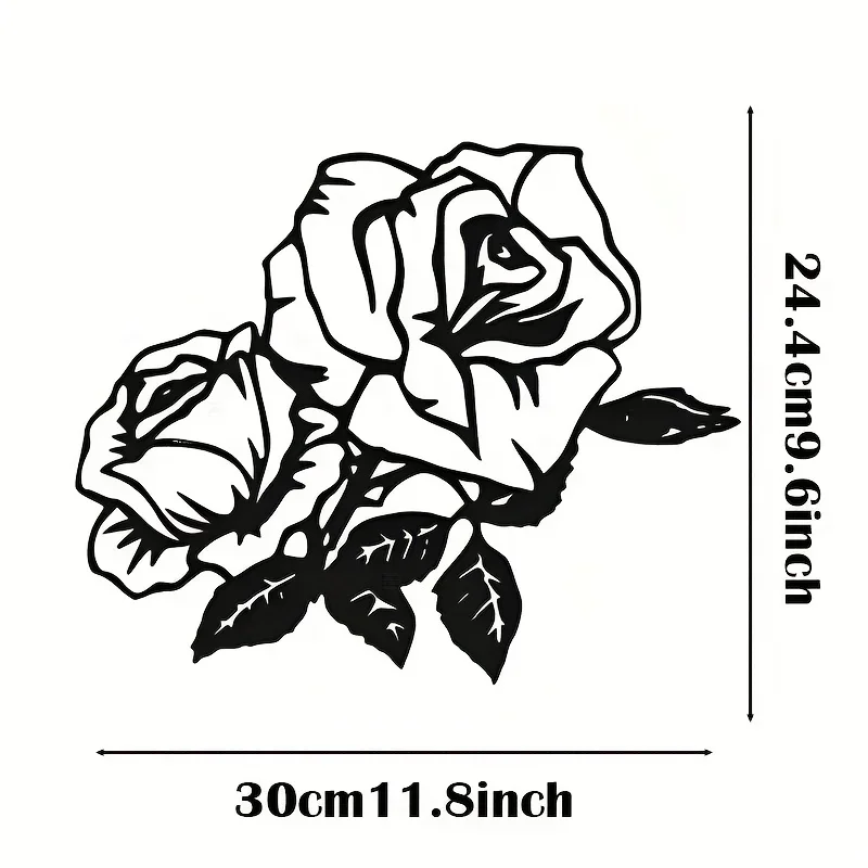 

Rose Flower Metal Black Silhouette Iron Ornament Living Room Wall Hanging Decoration Valentine's Day Gift Wall Mounted Art
