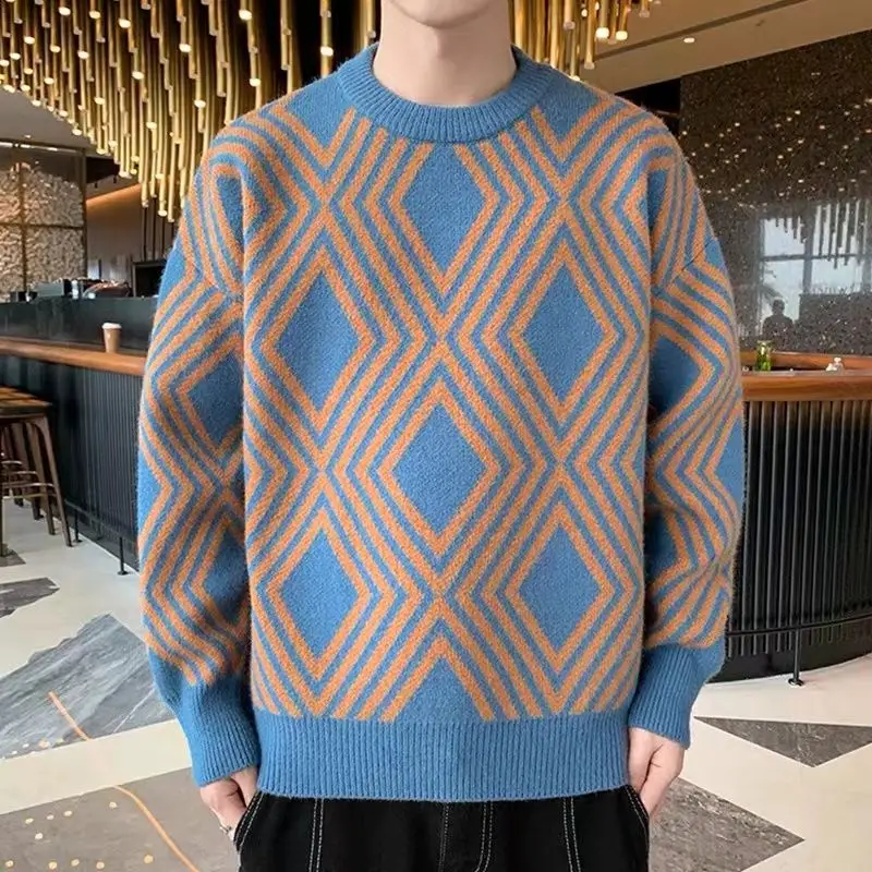 

Spring Autumn Winter Fashion Man Casual Men's Loose Cool Boys Pullover Knitted Sweater Soft Tops Warm Knitwear B89