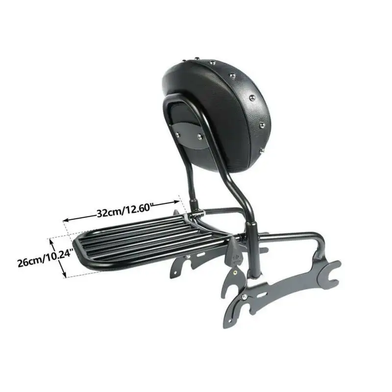 Motorcycle 12" Backrest Sissy Bar Pad Luggage Rack For Indian Chief Vintage Classic Dark Horse