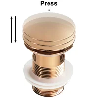 ท่อน้ำทิ้งอ่างล้างหน้าทองเหลืองสีโรสโกลด์ พร้อมฝาปิดแบบกด ท่อน้ำทิ้งทองเหลืองขัดเงาสีทอง/ชมพู สำหรับอ่างล้างหน้าในห้องน้ำ พร้อมและไม่มีระบบกันน้ำล้น 5