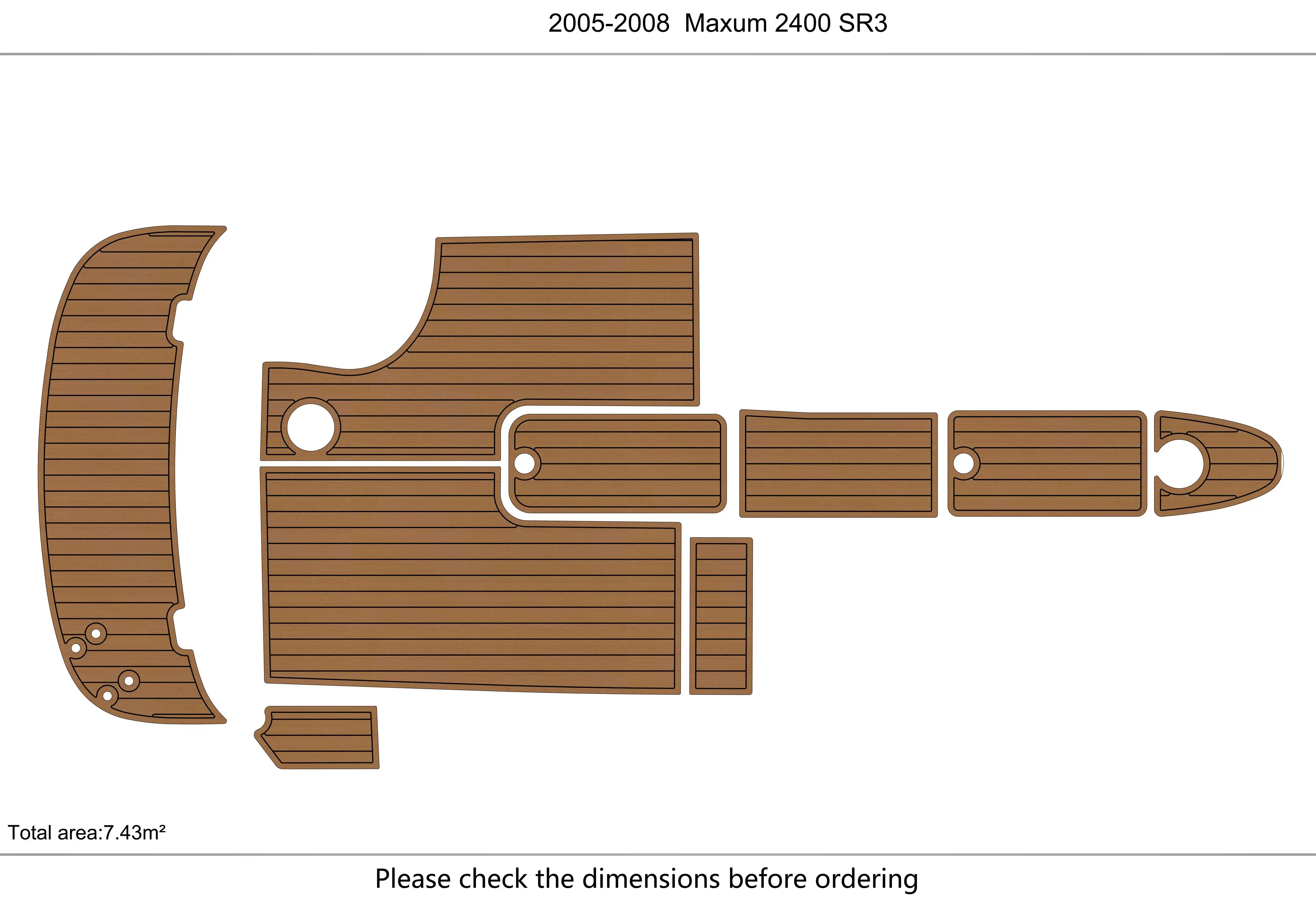 

2005-2008 Maxum 2400 SR3 Cockpit swim platform 1/4" 6mm EVA fAUX carpet Water Ski Yacht Fishing Boat Non-slip mat floor