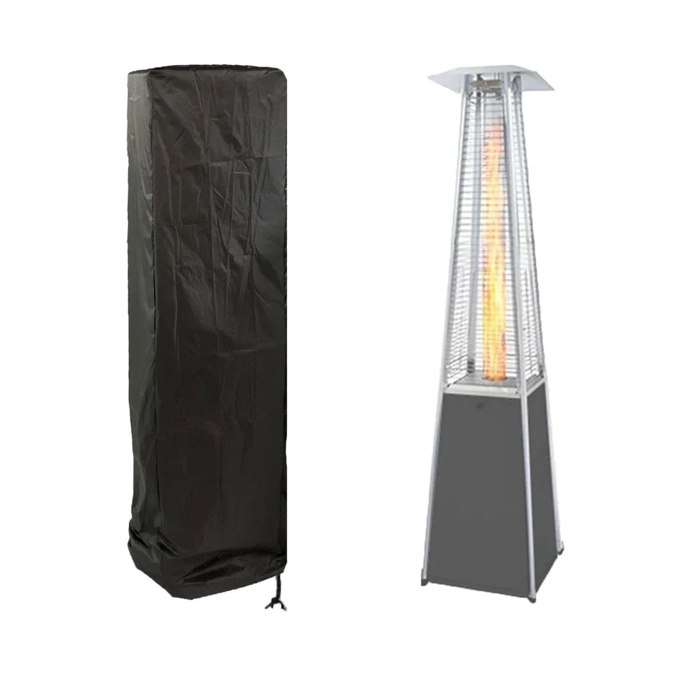 210D Waterproof Air Heater Cover Patio Heater Cover 221x53x61cm Black Garden Courtyard Outdoor Furniture Dustproof Protection