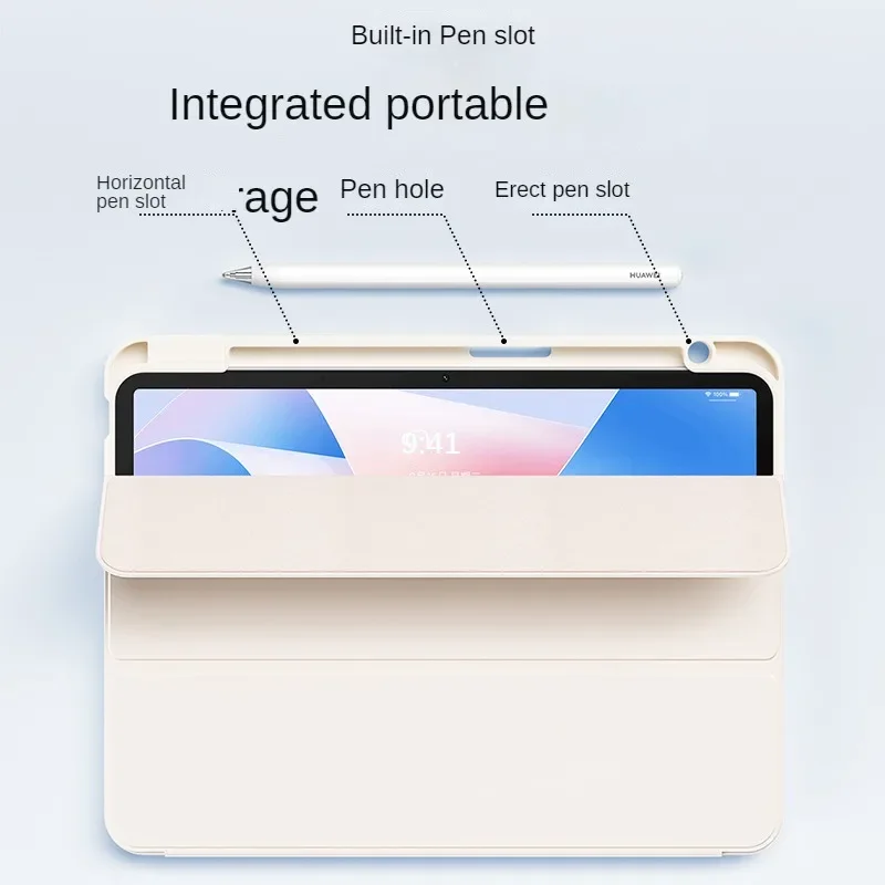 Premium Trifold Leather Stand Case with Pen Slot - Soft Back Cover