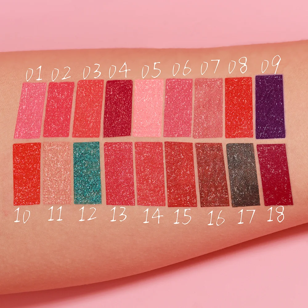 DUNUF18 Diamond Glitter Liquid Lip Balm Lasting Non-Stick Cup Waterproof Metallic Shimmer Matte Full Color Lip Gloss 3