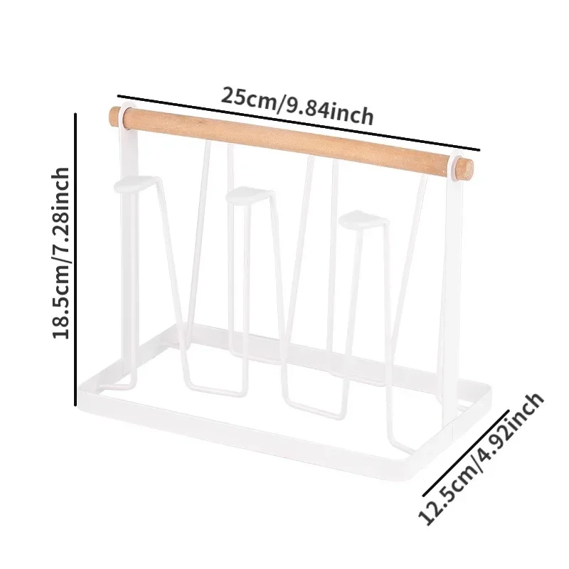 Household Glass Wooden Rack Water Storage Drying Rack Tea Cups Drain Shelf Desktop Cups Organizing Rod Kitchen Accessories 5