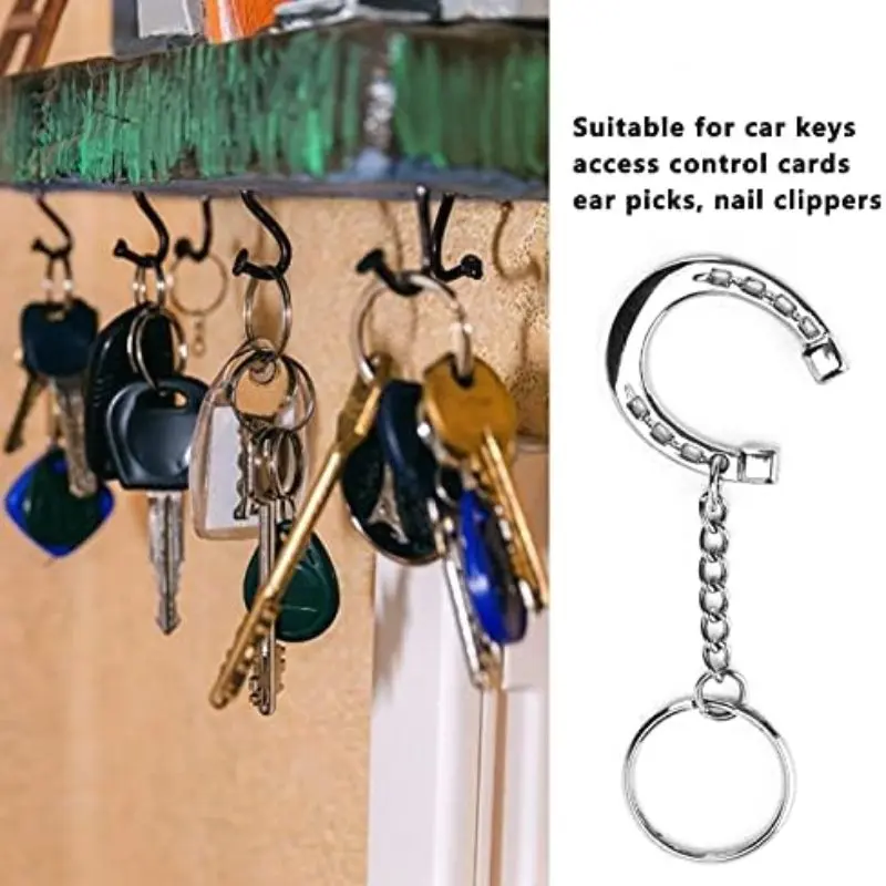 Horseshoe Keychain Zinc Alloy Highly-Polished Keychain Favor Gifts Durable Horse Snaffle Bits Key Ring for Home 4