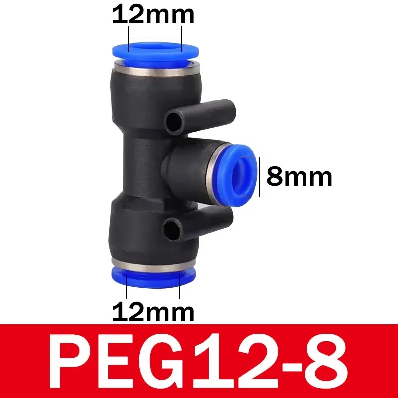 Fitting, Mangueira Tubo, Push Pressure, 4mm, 6mm, 8mm, PE, PEG Tee