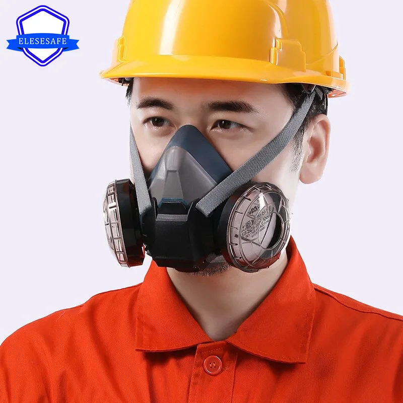 

Half Face 6502 Dust Mask Silica Gel Respirator Dual Cotton Filters Dust Pollen Filtering For Polishing Pm2.5 Safety Protection