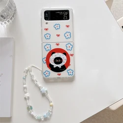 Adorable Flower Cat Magnetic Phone Case with Magsafe Stand & Chain - Kawaii Design Cover - Galaxy Z Flip5 (Case with Chain)