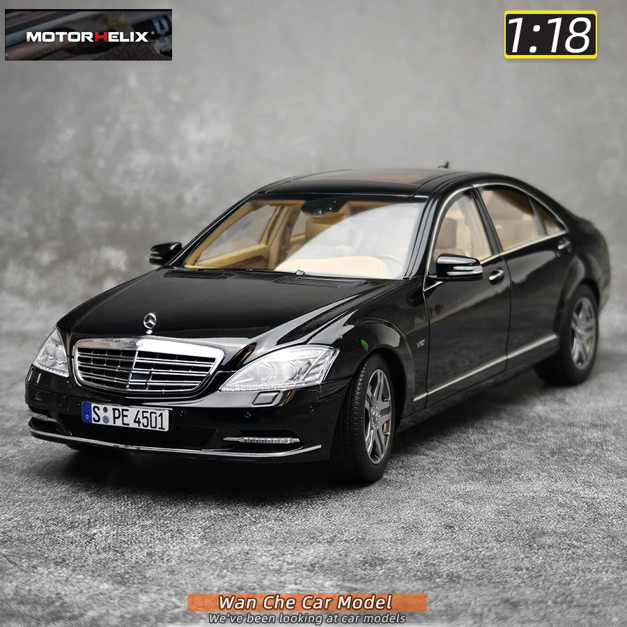 Motorhelix 다이캐스트 모델 1:18 신제품 규모 S 클래스 S600L W221 자동차 모델 금속 정적 디스플레이 축제 선물 컬렉션