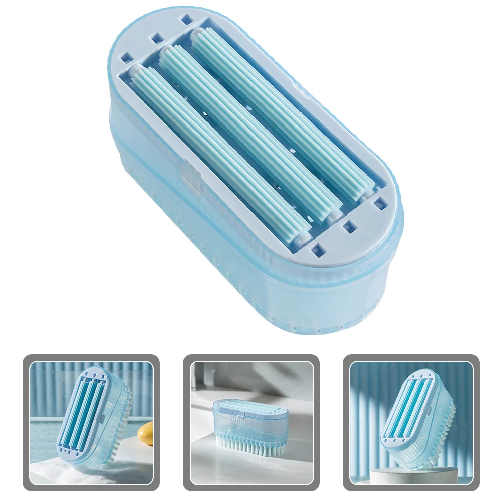 

Home Soap Holder with Brush Double-Sided Dish Cleaning Dual-Purpose (Lake Blue)