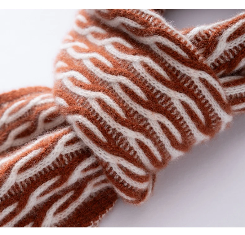 Hochwertiger Herbst-Winter-Schal aus 100% reinem Kaschmir, vielseitiges zweifarbiges Zopfmuster, warmer Nackenwärmer, Schal – Detail 18
