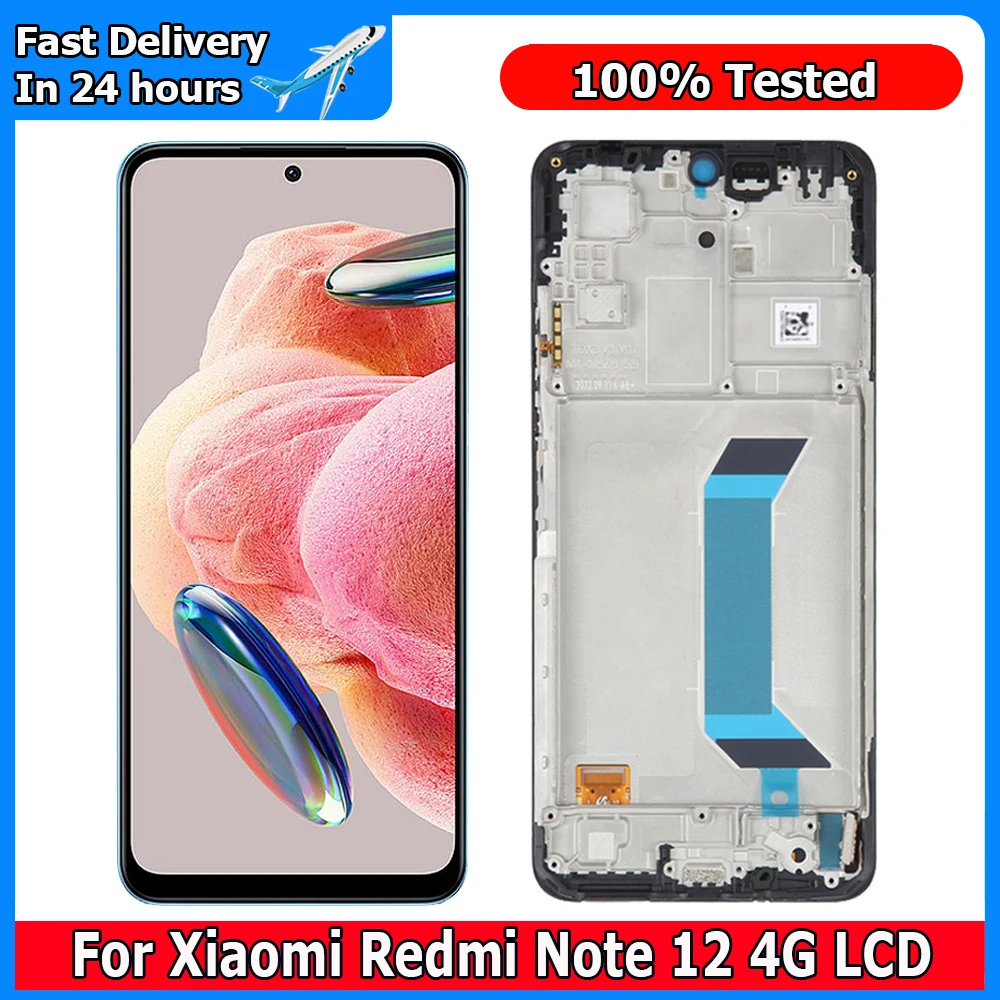 

ЖК-дисплей AMOLED 6,67 дюйма для Xiaomi Redmi Note 12 4G 23021RAAEG, сенсорная панель с дигитайзером для замены ЖК-дисплея Redmi Note 12 4G
