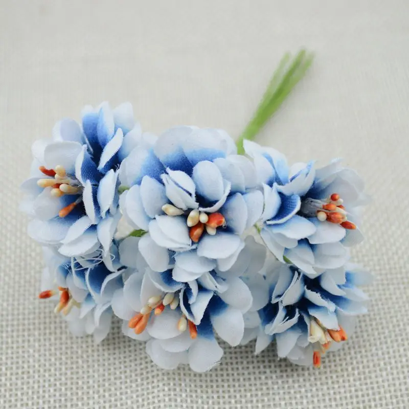 Artificial Plants 6pcs Fake Plants Silk Gradient Stamen Handmade Artificial Flowers Bouquet