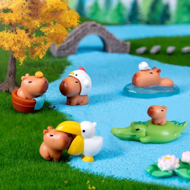 10pcs/Set Capybara Simulation Animals Model Mini Kapibare Action Figures Figurine Home Decoration Kids Gift 1
