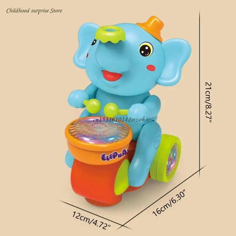 Electric Walking Elephant Toy Beating Drum Blowing Ball Toy with Light&Music Dropship 6
